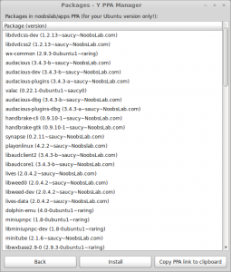 y-ppa-manager - окно списка пакетов PPA